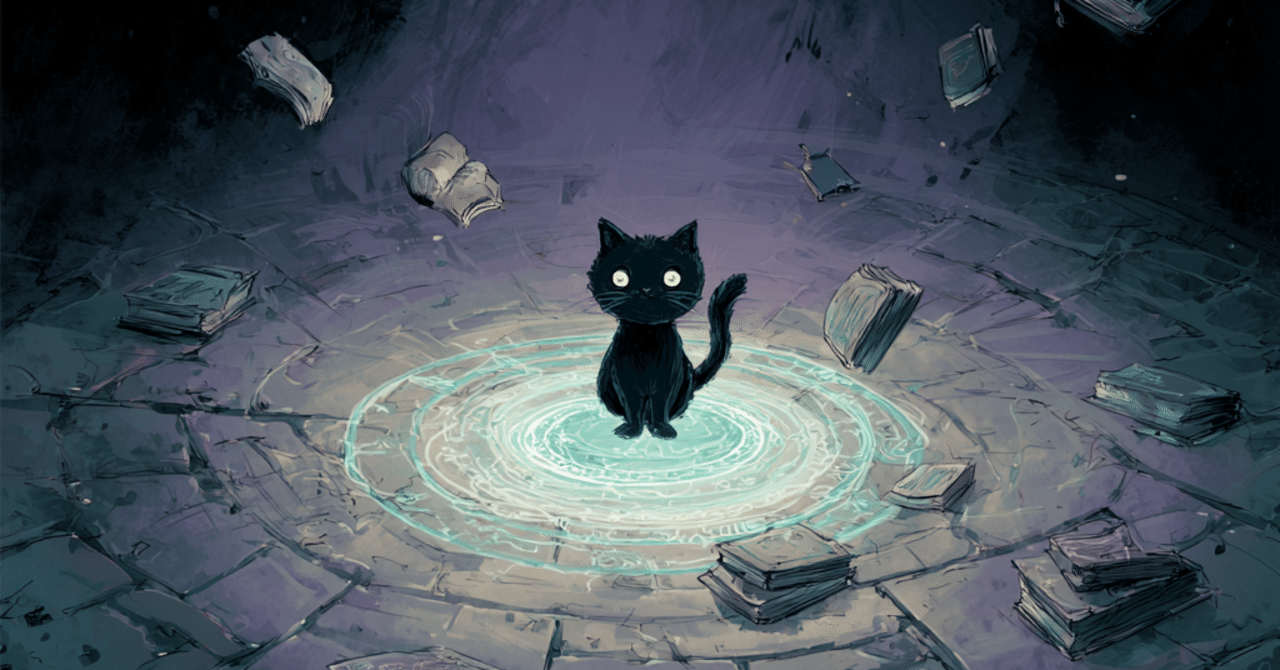 ✨【Day5】魔法陣の上に浮かぶ黒猫｜生成AIが描く静かな神秘｜しもんず