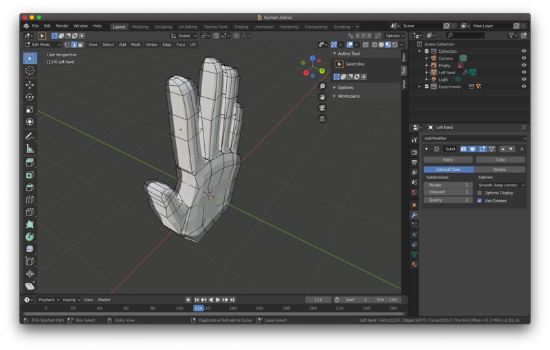メモ9 Blender 人の手のモデリング At Ishikawa Note