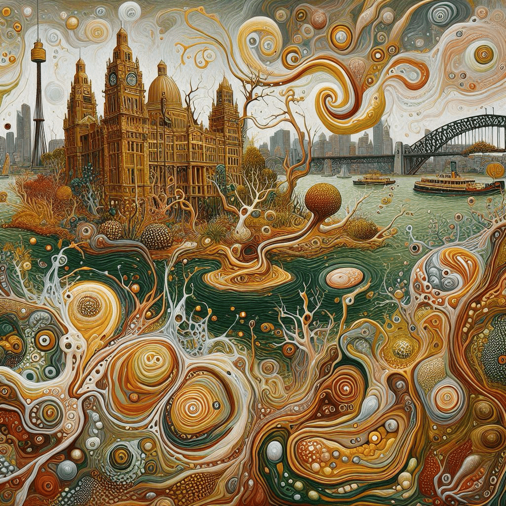 ジョン・オルセン（John Olsen)の絵画にヒントを得たプロンプト 4