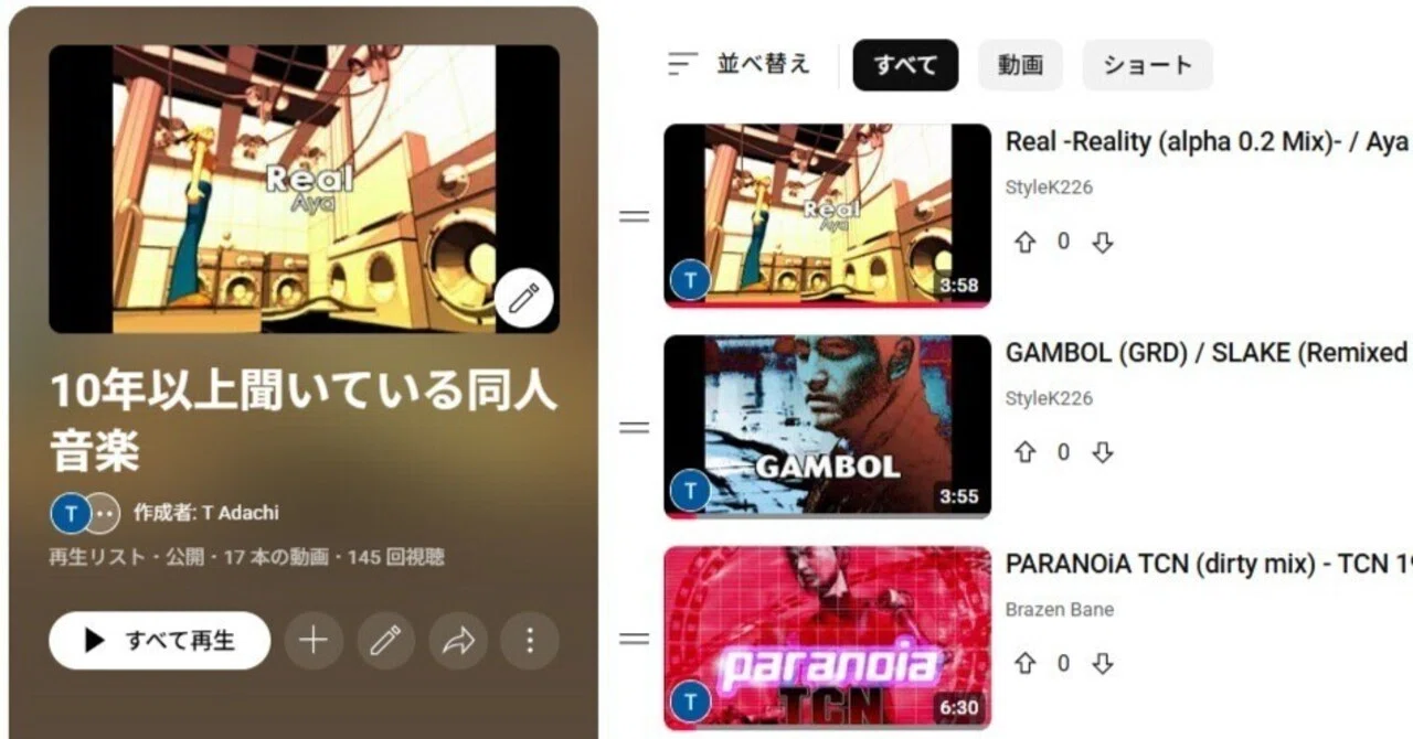 10年以上聞いている同人音楽リスト｜T.Adachi ｜AI、エンジニア、個人