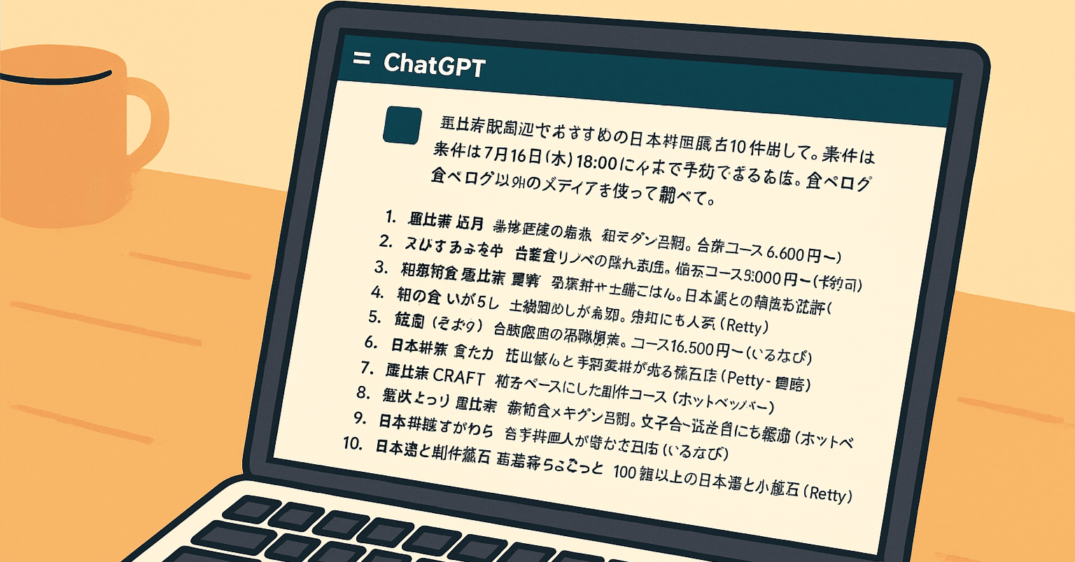食べログなし、Google検索もなし、ChatGPTだけでお店選びをしてみた結果｜飄戸斎