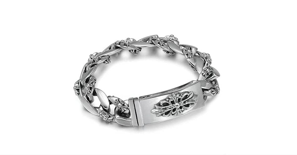 シルバー 925 /フローラルクロスリンクブレスレット CHROME HEARTS クロムハーツ ブレスレット サイズ:13LINK ID