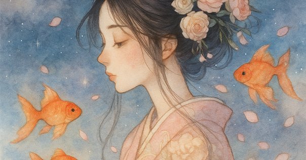 『粉雪』（手描きイラスト・オリジナル・絵画・水彩画・人物画・原画） オリジナル手描きイラスト原画「風鈴」 - メルカリ