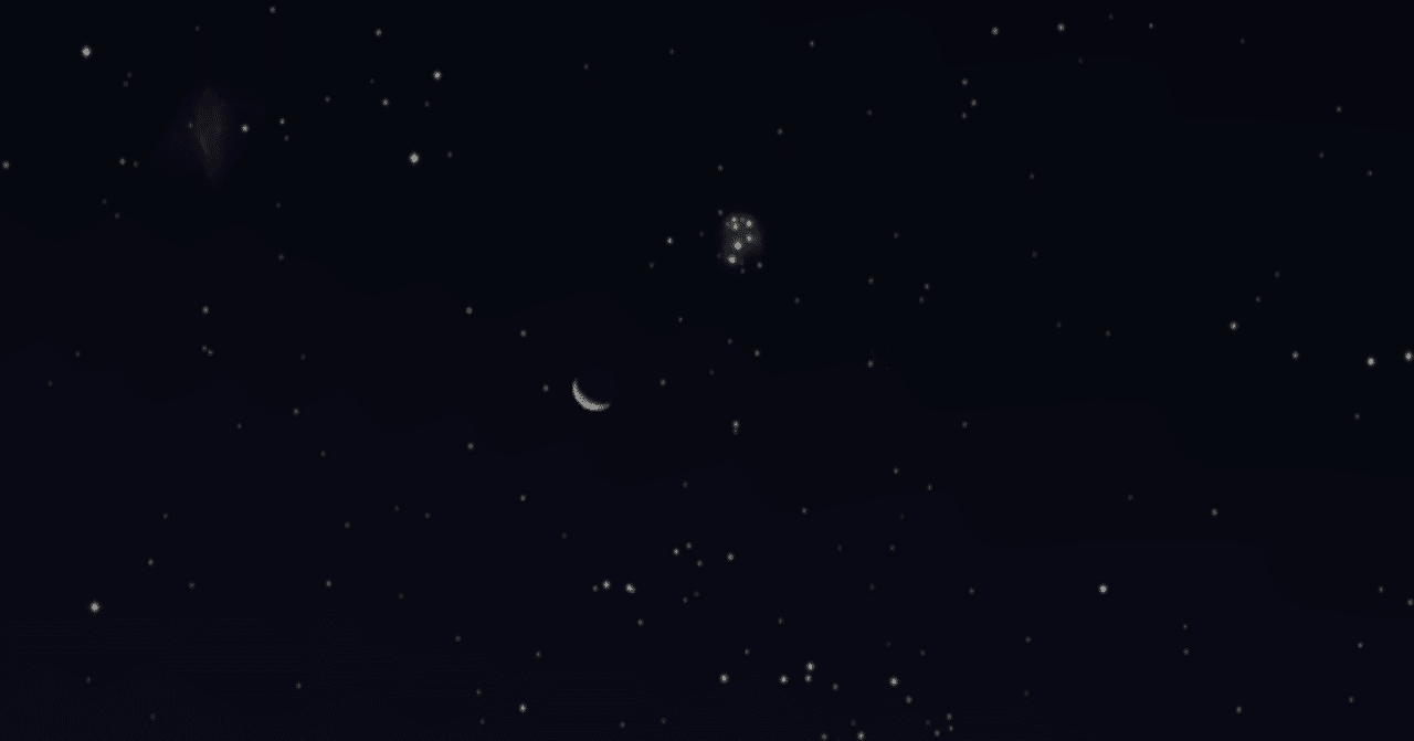 夜明け前、星と月が語らうひととき―7月21日未明、プレアデス星団と月の