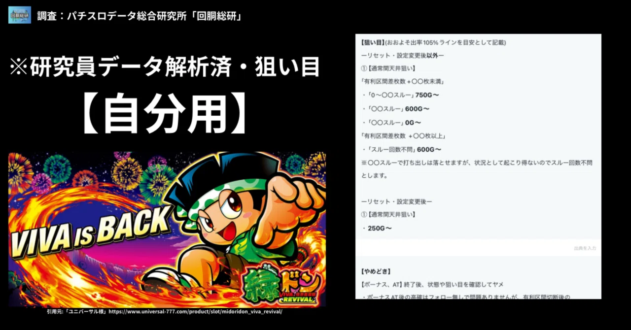 自分用】解析者データ集計済・狙い目「(25/5/7)L緑ドンVIVA!」(優遇 