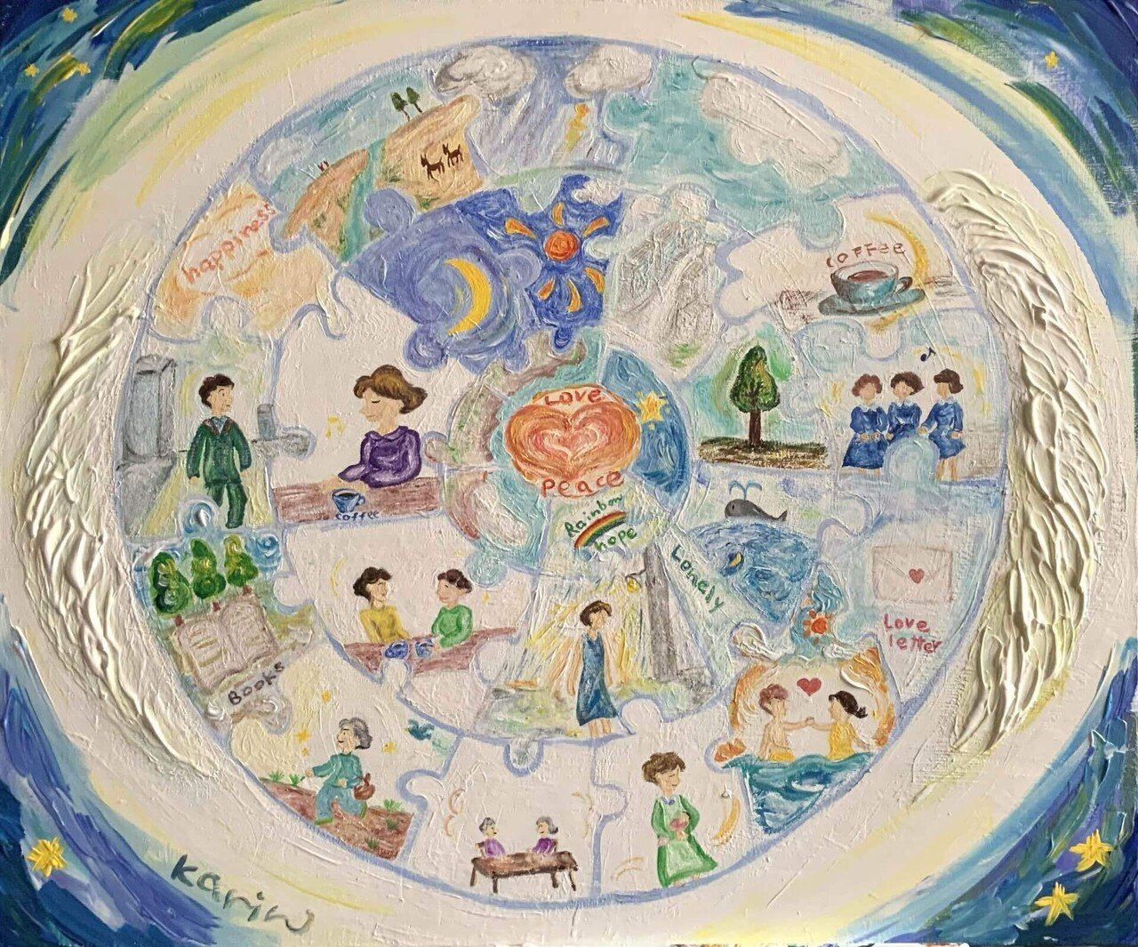 クジャクと地球　アクリル画　絵画 クジャクと地球 アクリル画 絵画 Amazon.co.jp: クジャクと地球