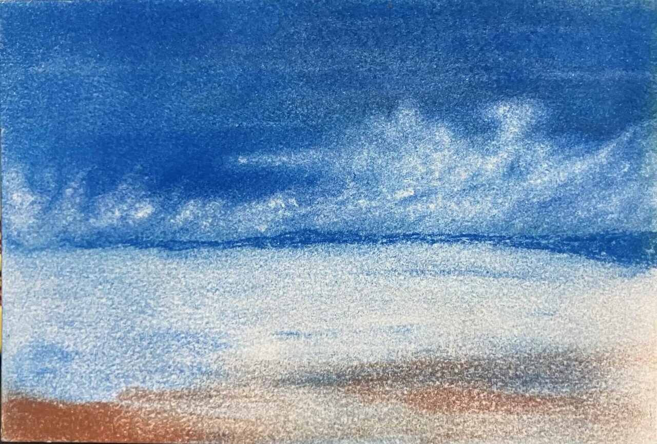 夏の空と海のパステル画（2）です。｜まる