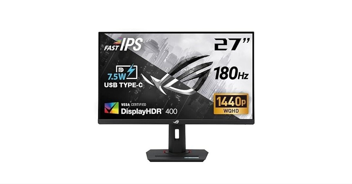 ASUS ゲーミングモニター 27インチWQHDFast IPS180Hz1ms Amazon.co.jp限定】ASUS ゲーミングモニター ROG Strix XG27ACS