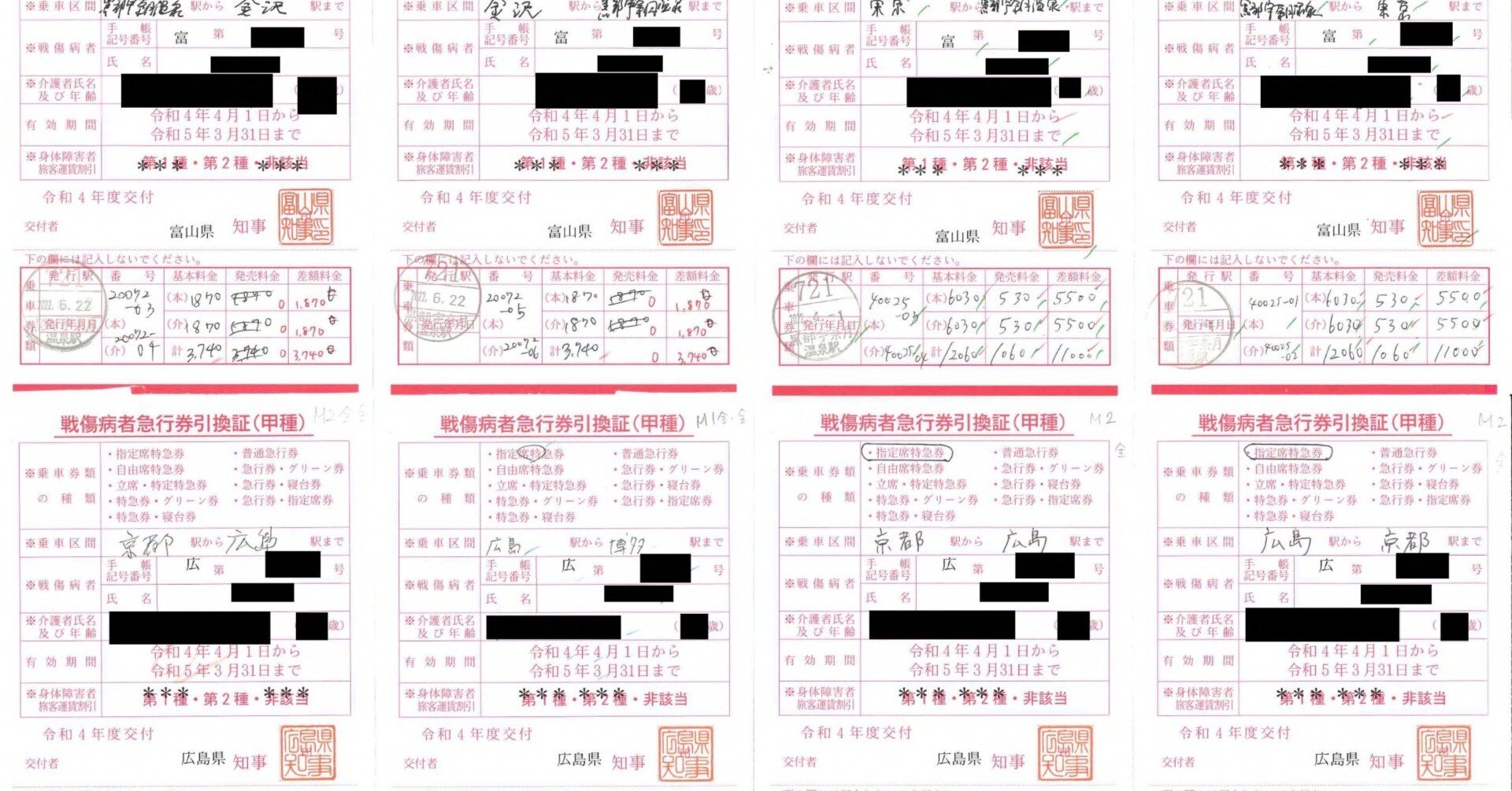 令和4年度の戦傷病者等乗車券類引換実績｜kisoku_yakkan