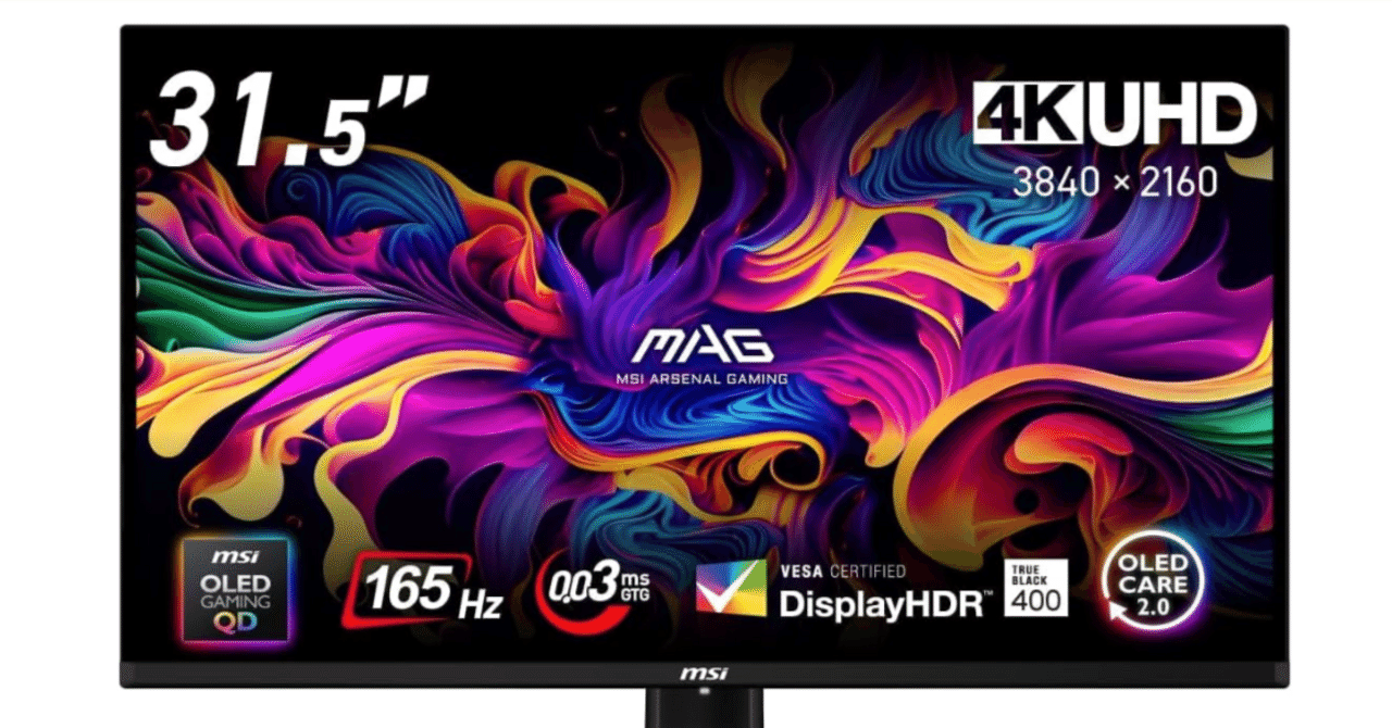 MSI QD-OLED ゲーミングモニター 31.5インチ/4K MSI、ゲーミング有機ELモニターに49型DQHDや31.5型4K/240Hzなど
