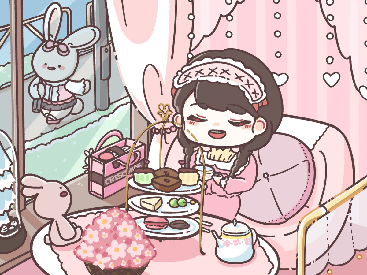 創作イラスト:afternoon tea🎀｜鯨野 しあ@イラストレーター兼趣味日記note