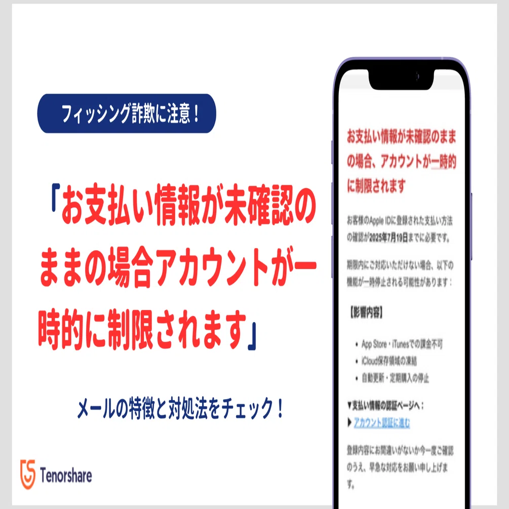 お支払い情報が未確認のままの場合アカウントが一時的に制限されます 