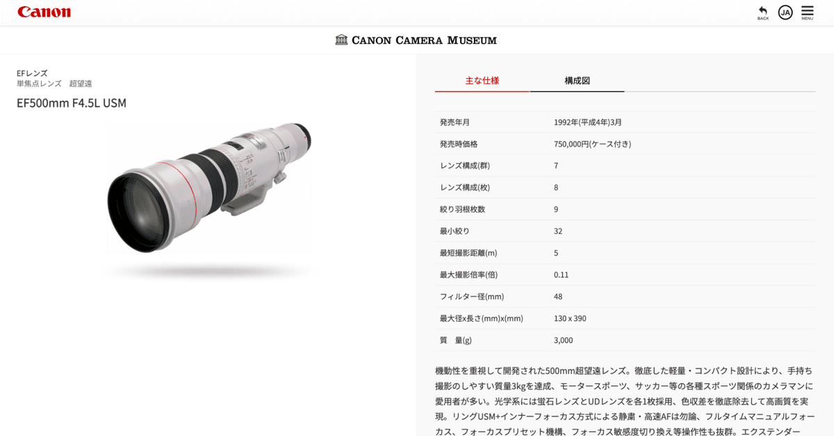 レンズ(単焦点) EF500mm F4.5 L USM 出たら流行るかも？？】500mm F4.5｜タカシ