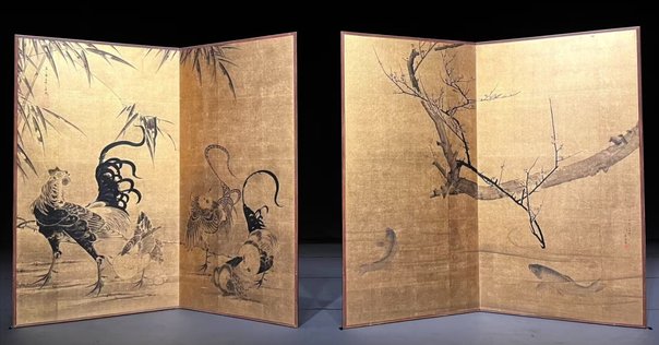 狩野宋益 狩野景信 秋風 野 対幅 掛軸 江戸後期 狩野派 絵師 カジュアル美術館＞狩野永徳、狩野常信 国宝《唐獅子図屛風