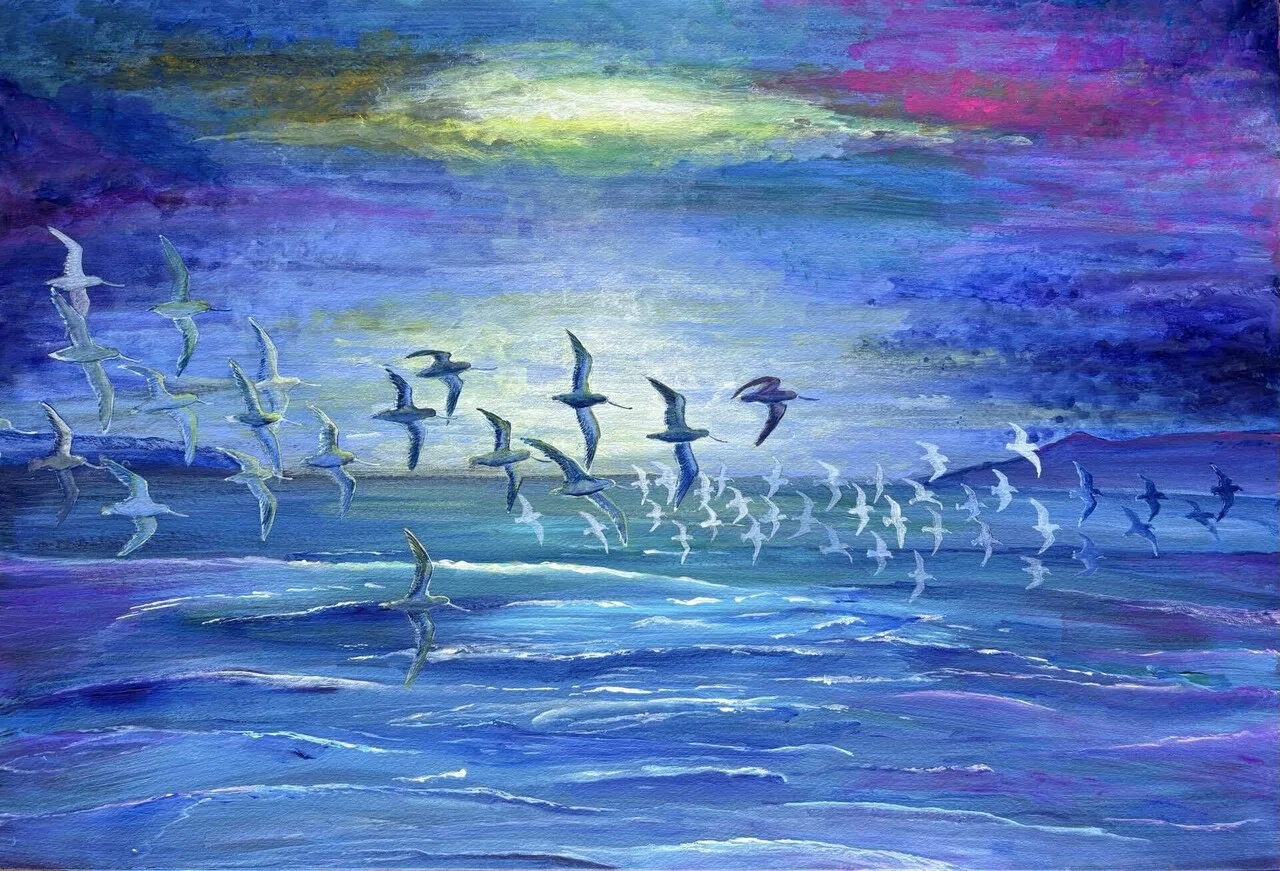 絵】シギ寸景：些細で大切な55羽たち｜夜と街