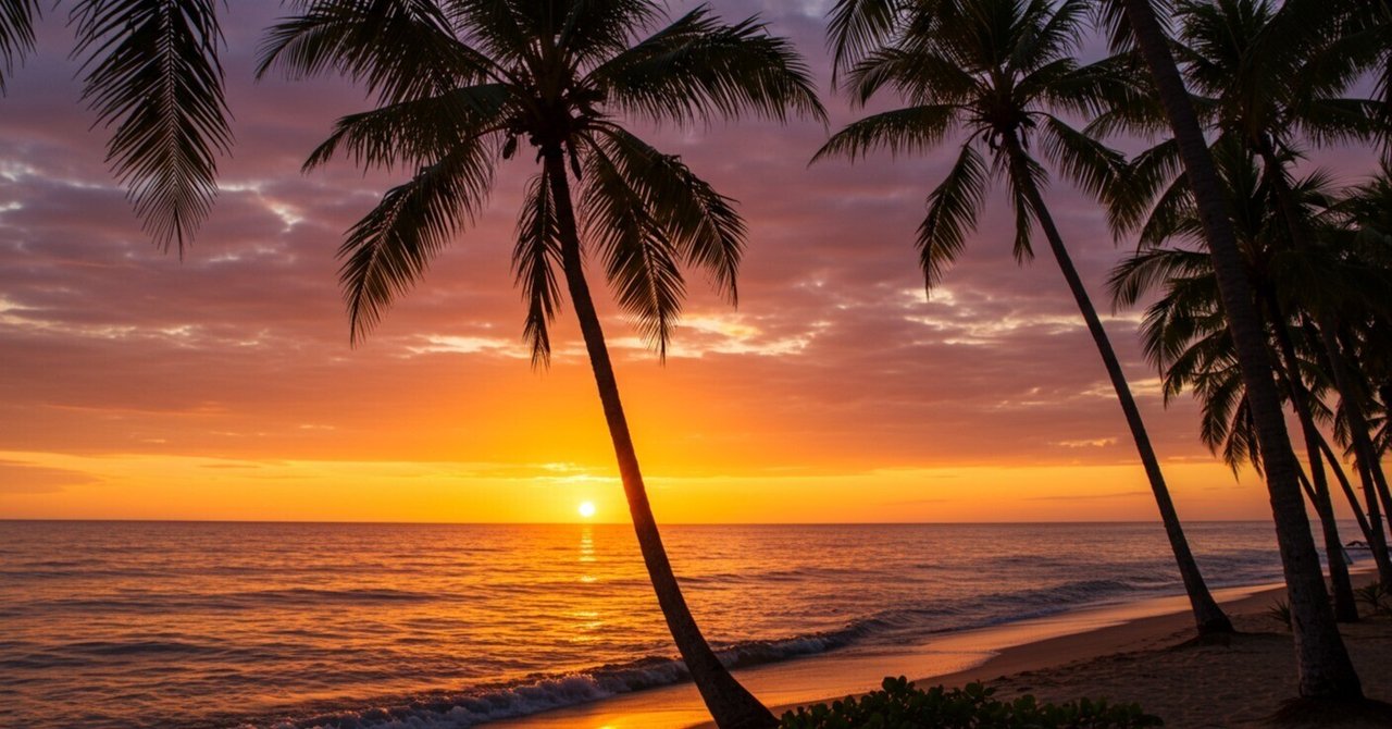 ミッシェル・バテュ.日の沈むロングビーチ.額付.海.自然風景.夕焼 夕焼け・・・水平線に沈む光景 - 南房総でkocchiが楽しむ自然と