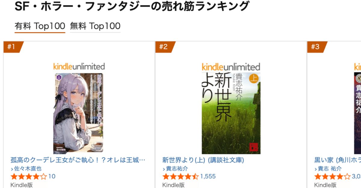 Amazonの『SF・ホラー・ファンタジー』で1位になりました！｜なお屋