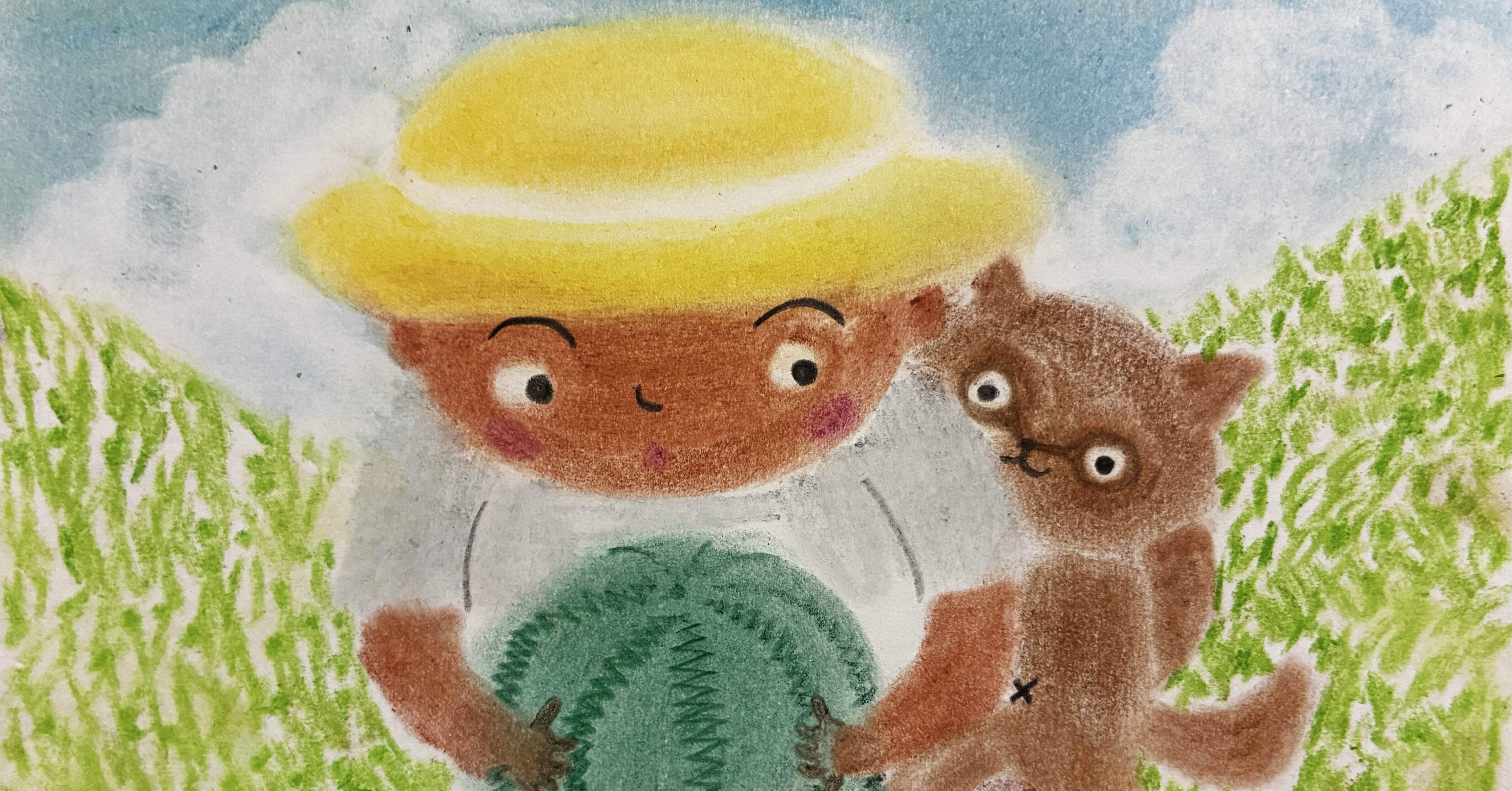 絵本だめだめすいかのパステル画です。｜まる