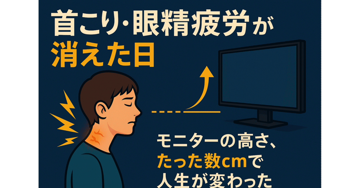 首こり・眼精疲労が消えた日」──モニターの高さ、たった数cmで人生が