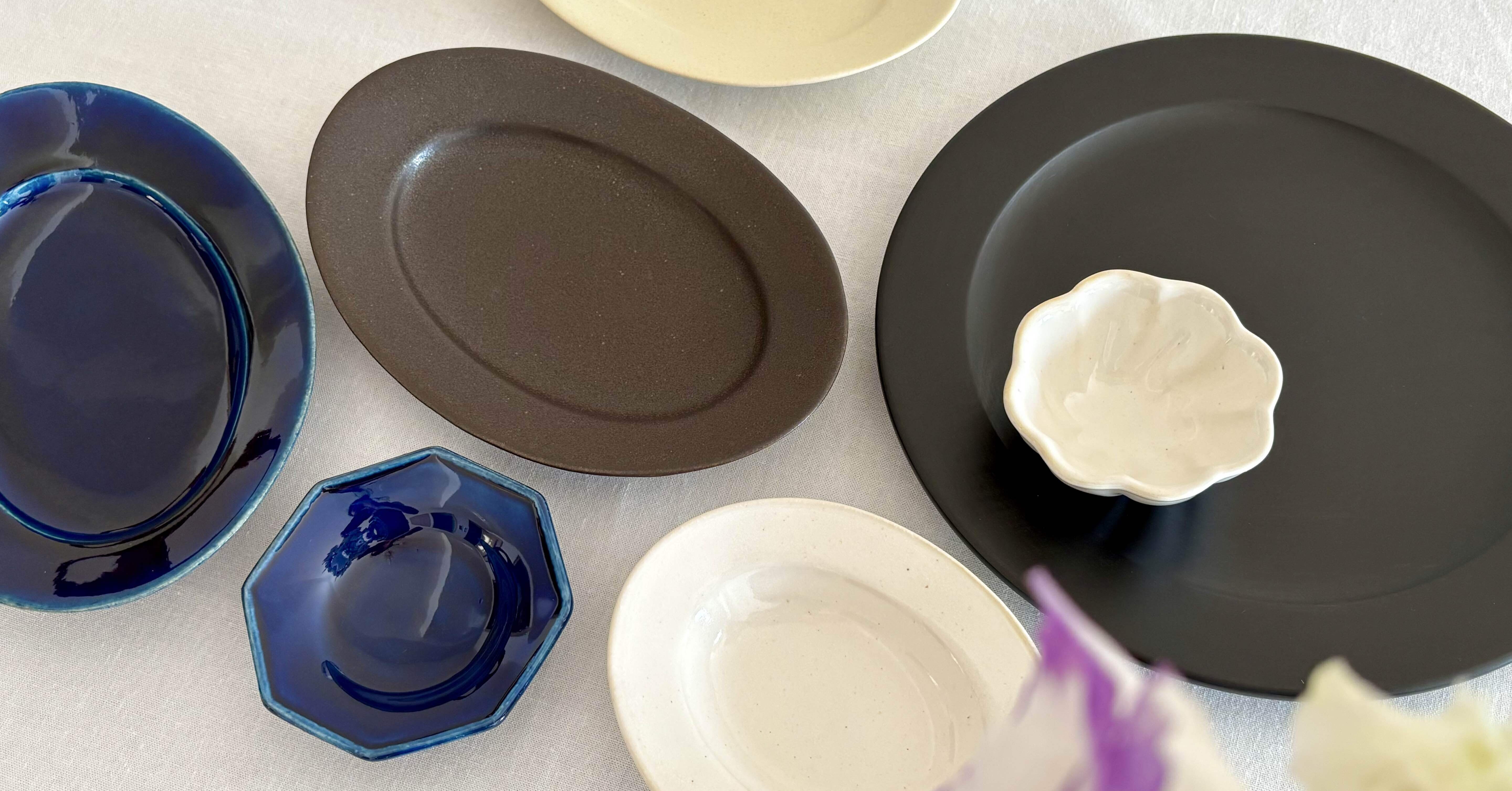 岡本純一さん、あわびウェア八角豆皿5枚セット 食器好きが集まる兵庫県淡路市が誇るあわびウェア工房・岡本純一さん作