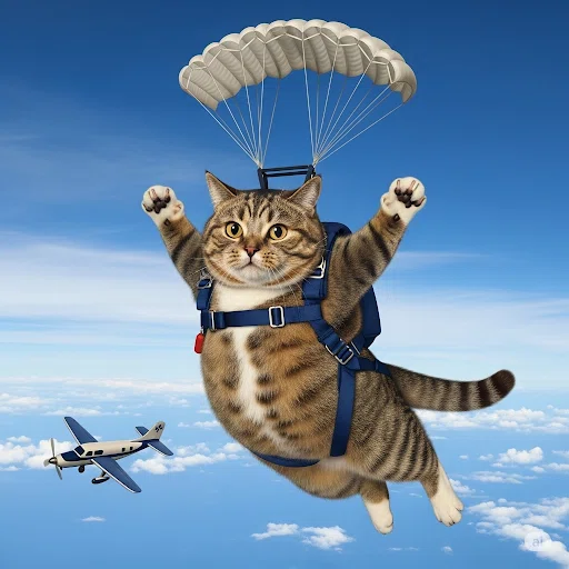 空飛ぶデブ猫、スカイダイビングに挑戦！「猫だって空を飛びたい