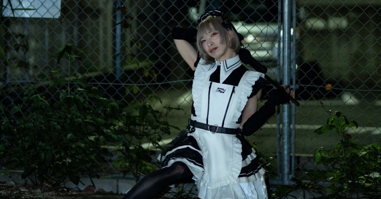 サイバー メイド コスプレ サイバーメイドエプロン》WHITE×SAX | HIDOLATRAL THEODOL