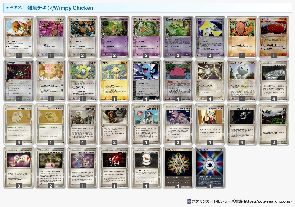 【構築済み60枚デッキ】Rウィニー　ADV-PCG　ポケカ ADV-PCG】雑魚チキン/Wimpy Chicken(第4回W虹杯使用) デッキ紹介