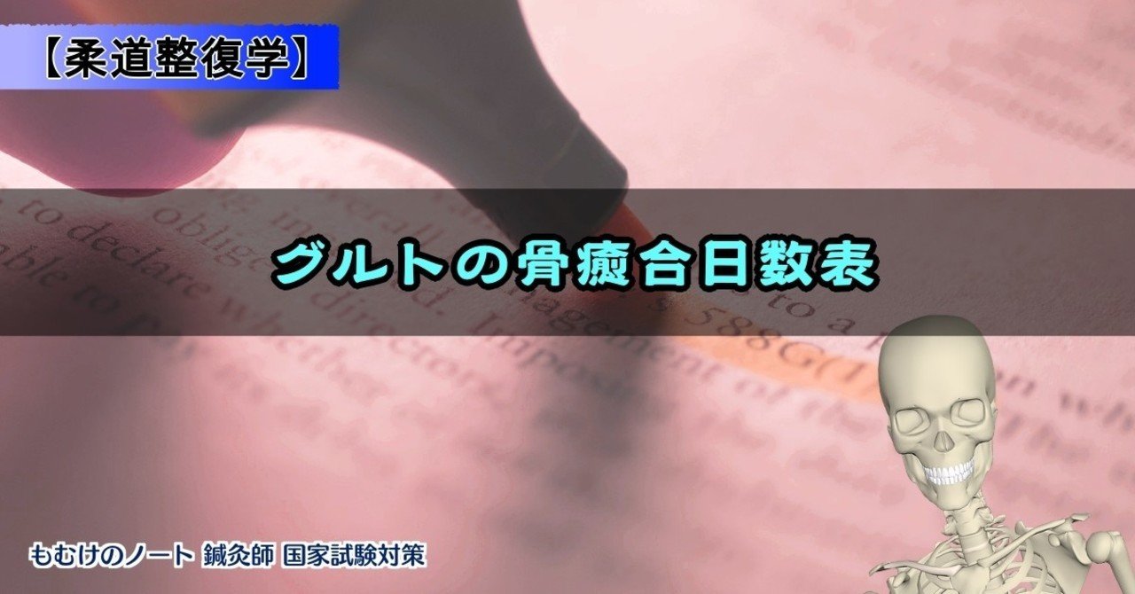 柔理 ゴロで覚えるグルトの骨癒合日数表 森元塾 国家試験対策 Note