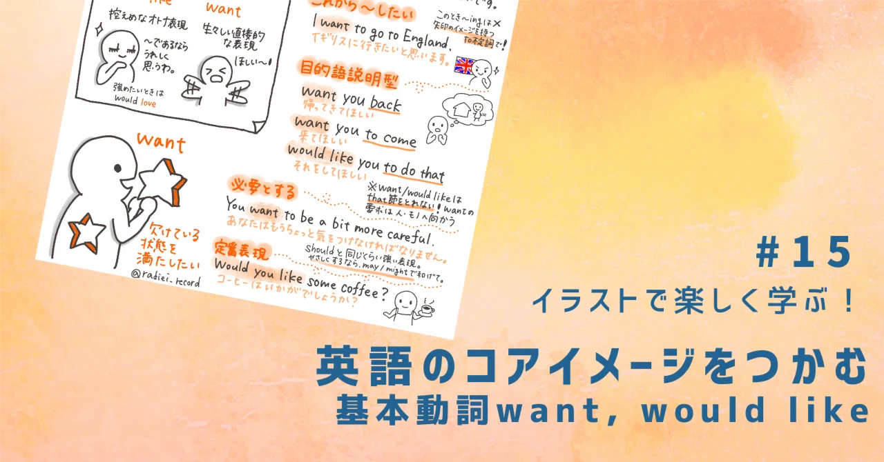 英語のコアイメージをつかむ | 基本動詞want, would like｜らぴ | 英語