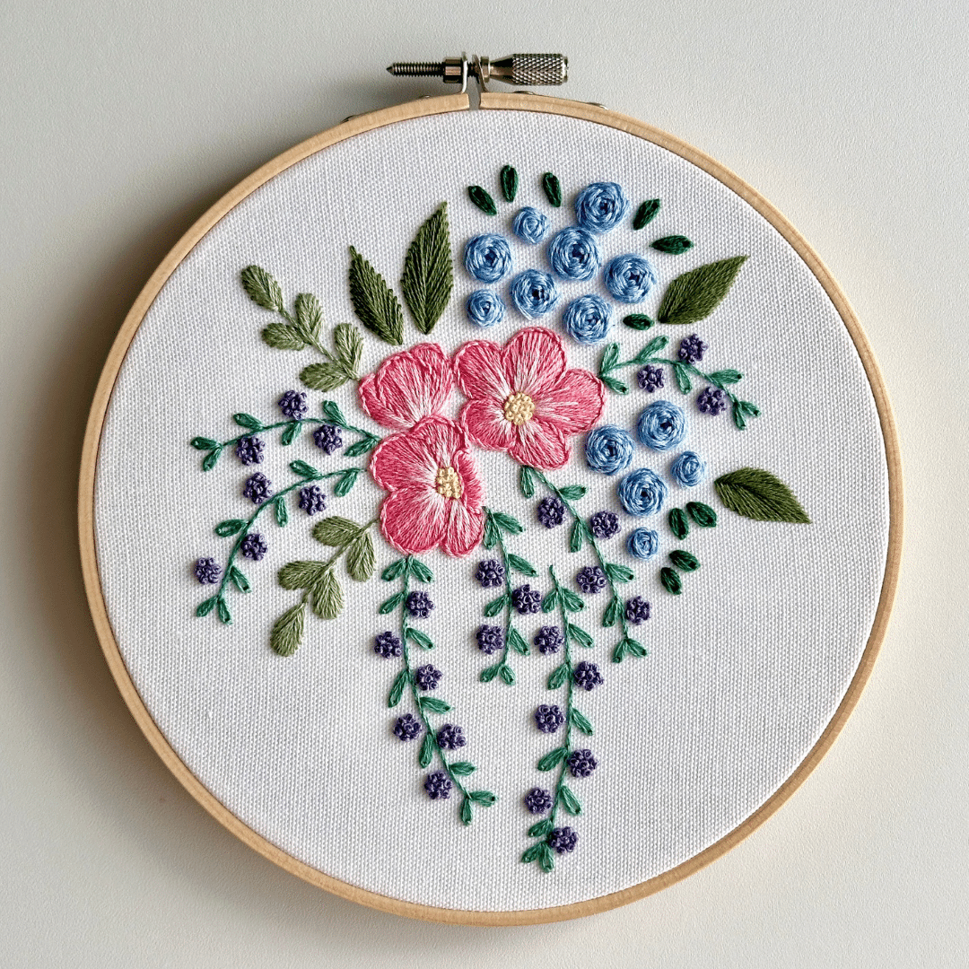 PDF図案【壁に咲くブーケ】｜はなこまち/刺繍作家