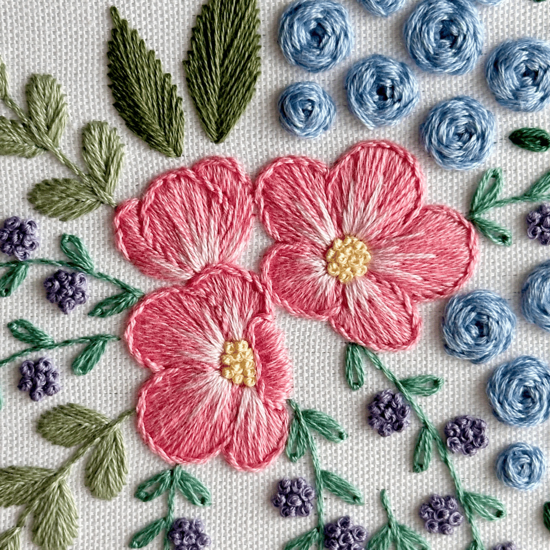 花刺繍—句集 PDF図案【壁に咲くブーケ】｜はなこまち/刺繍作家