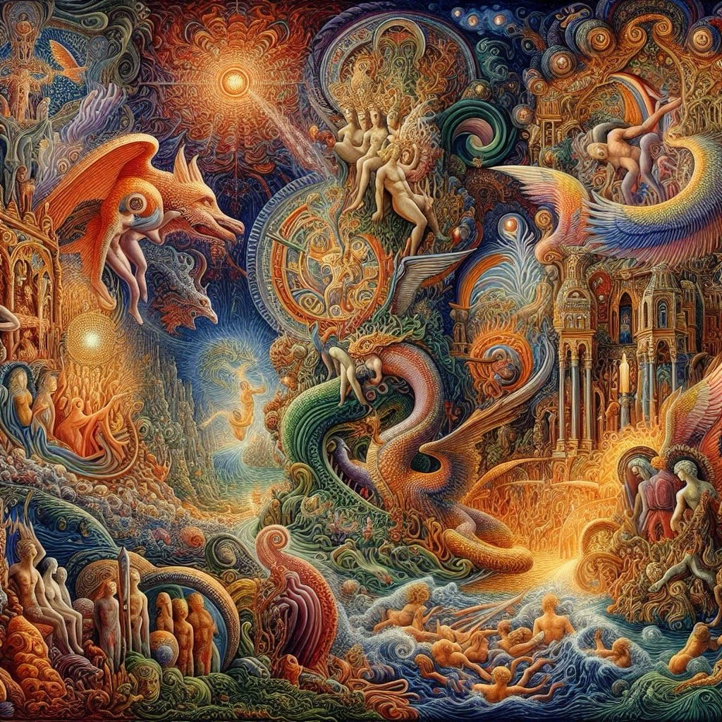 エルンスト・フックス (Ernst Fuchs)の絵画にヒントを得たプロンプト 5