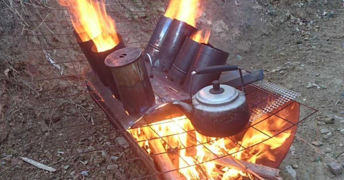 趣味のロケットストーブ #4】ドラム缶と煙突で作った「V8焚き火