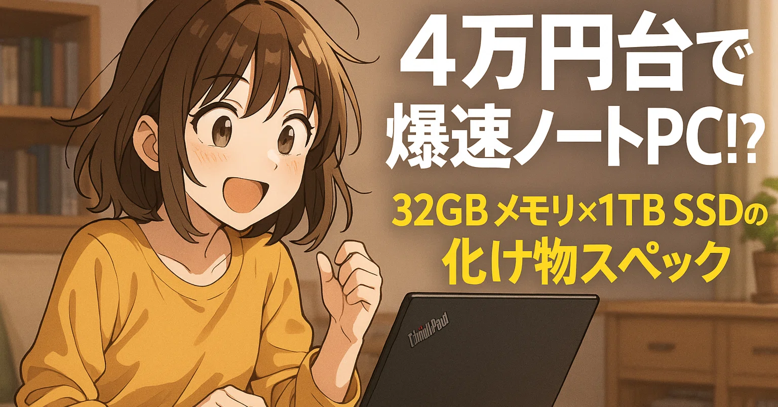 コスパ崩壊】私が絶句した4万円台の怪物ノートPC。Core i5・メモリ32GB 