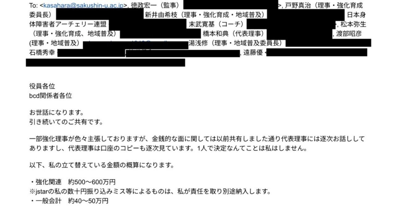 私の貸し入れ金含め）日本身体障害者アーチェリー連盟の状況と河合純一