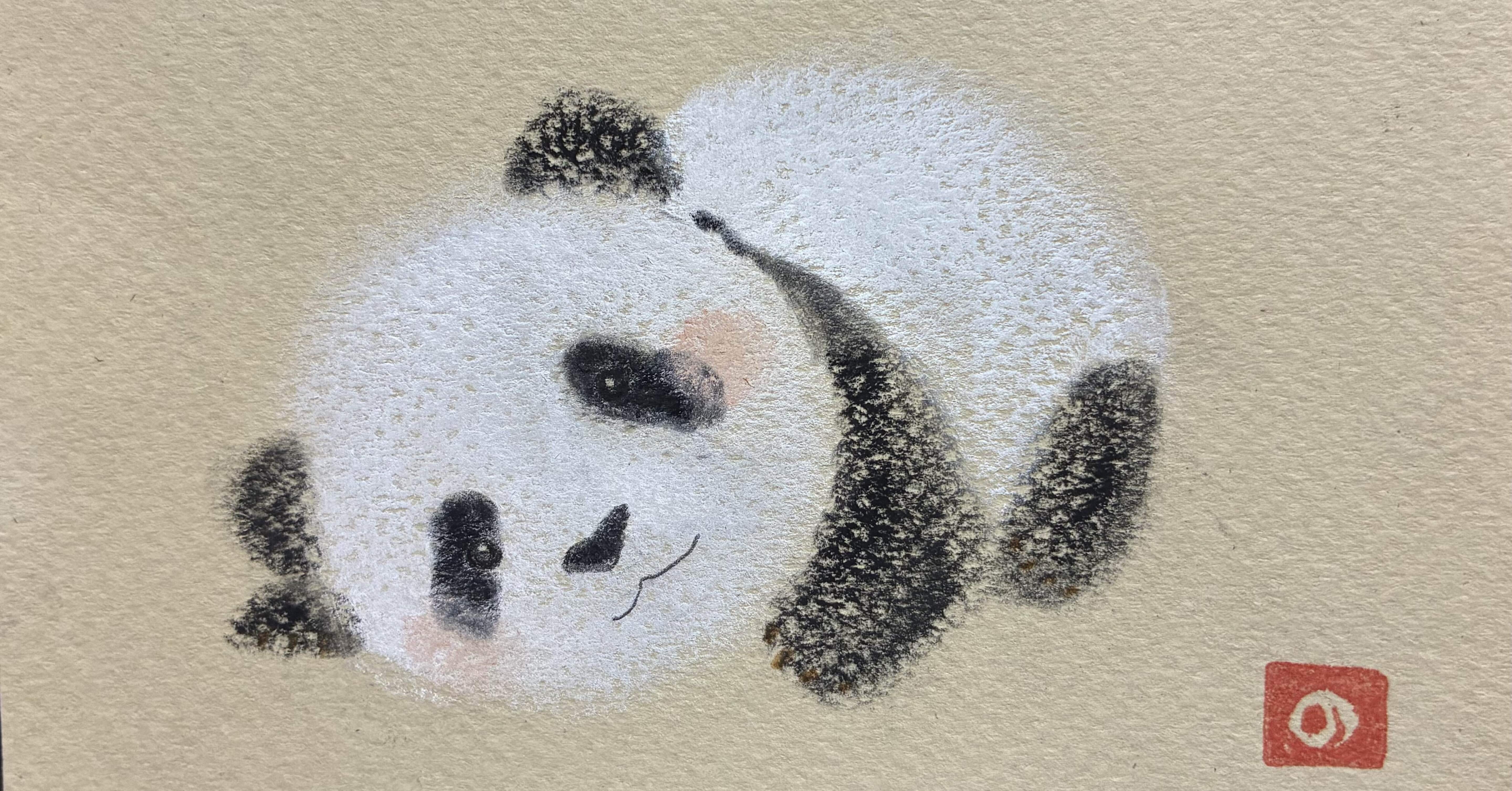 “やっほい” 色鉛筆画 パステル パンダ やっほい” 色鉛筆画 パステル パンダ やっほい” 色鉛筆画 パステル パンダ