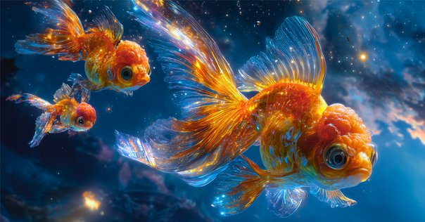 AIで描く幻想世界 ― 宇宙を泳ぐ魚たち｜カネゴン