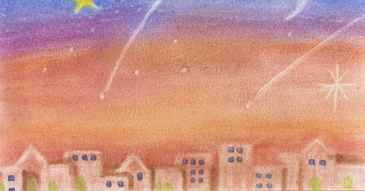 夕陽を眺める景色 パステル画 原画 a88051535ce07859c44e67fca9a7fe