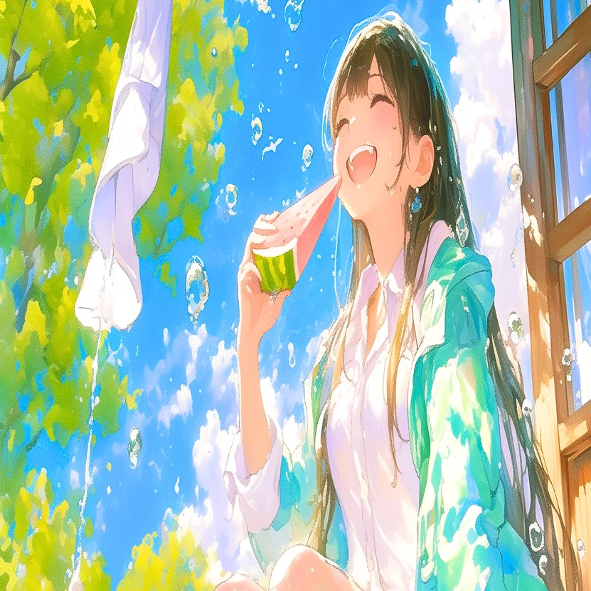 いつかの夏の甘い記憶【AIイラスト＋4コマ漫画】｜Alpaka