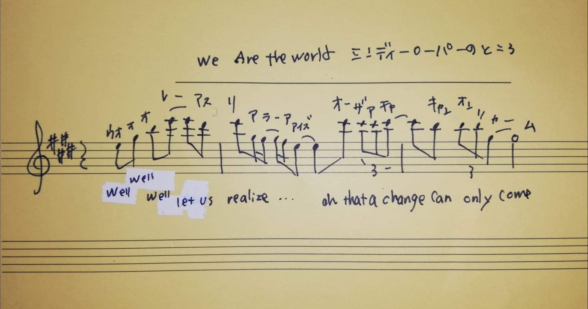 We Are The World のシンディ ローパーのところの譜割り Ryo Kimura Note