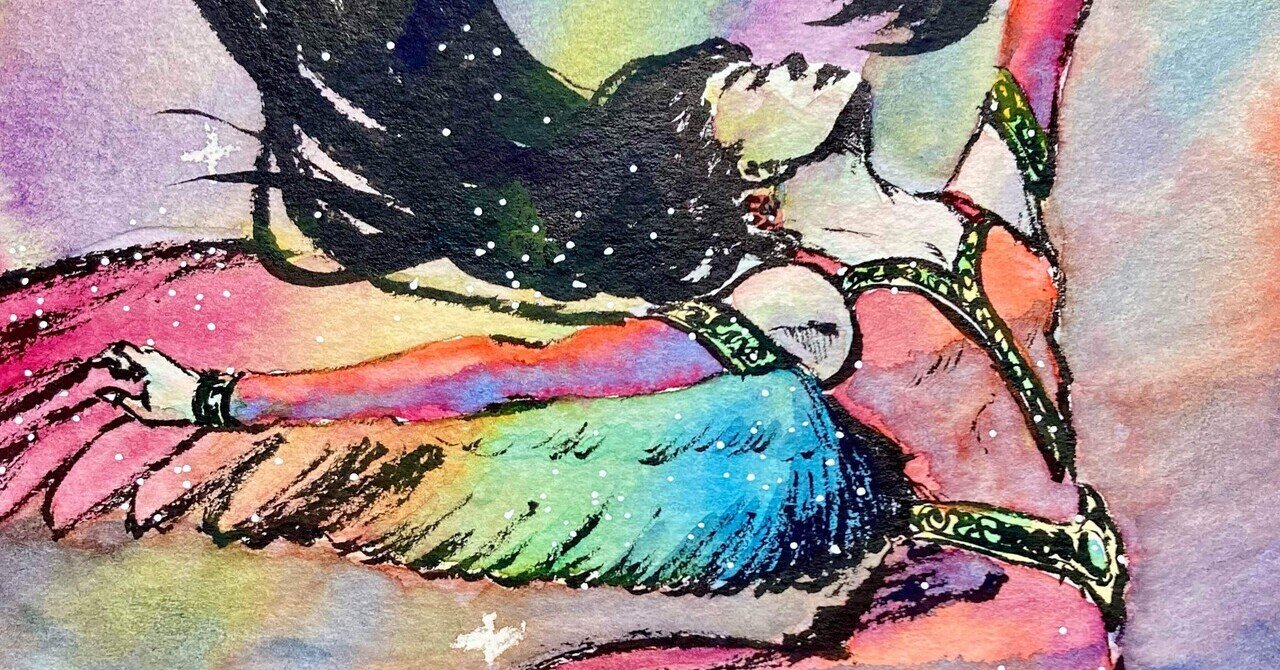 水彩画 オリジナルイラスト『過去を紐解く者』原画 手描きイラスト