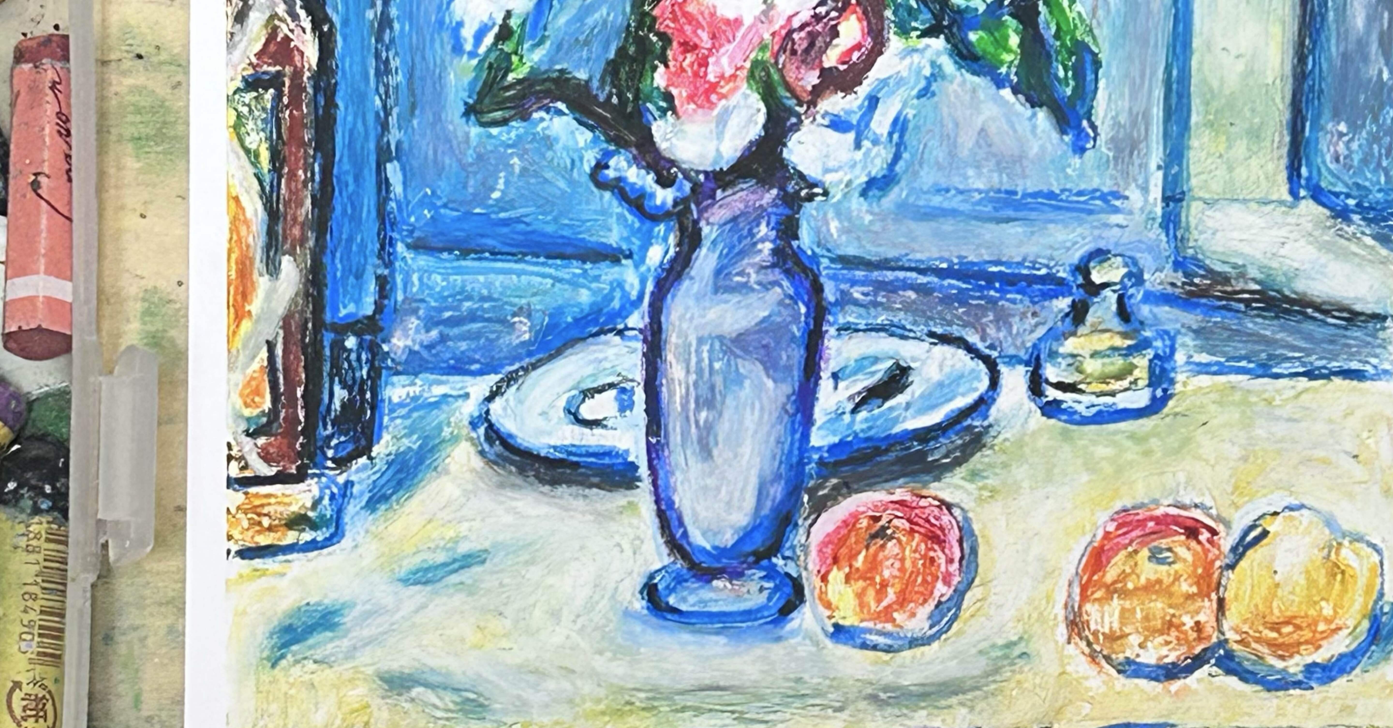 花瓶のパステル画 花瓶のパステル画