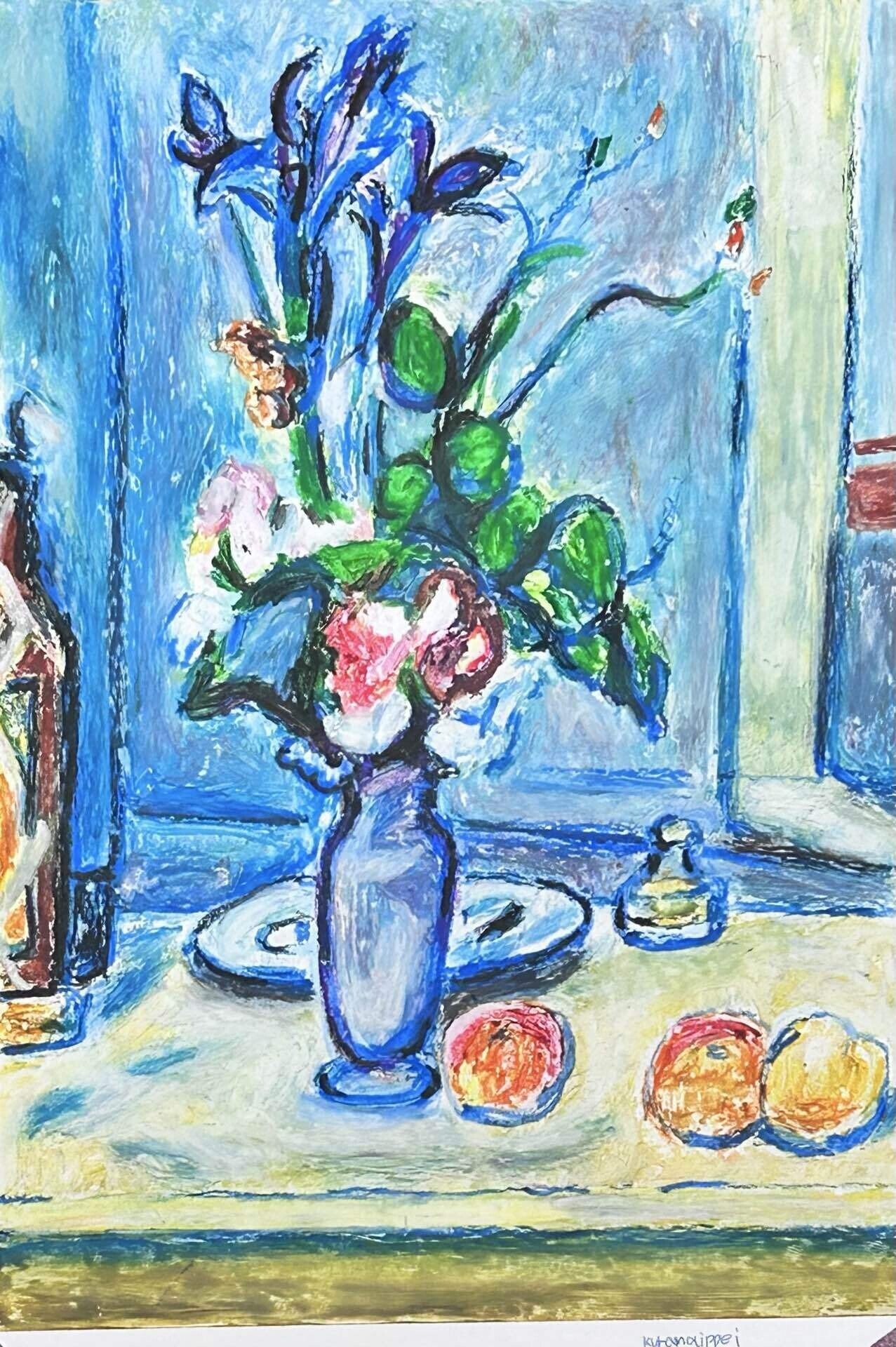 花瓶のパステル画 ルドンの花と花瓶の模写 パステル画 - YouTube