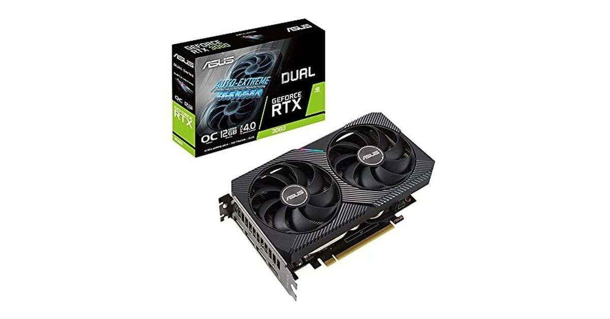 NVIDIA RTX3060 搭載 Axial-techファンと2スロット設計 ASUSTek NVIDIA RTX3060 搭載 Axial-techファンと2スロット設計