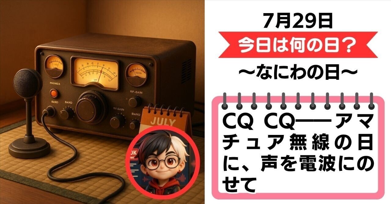 CQ CQ――7月29日、アマチュア無線の日に、声を電波にのせて」｜る