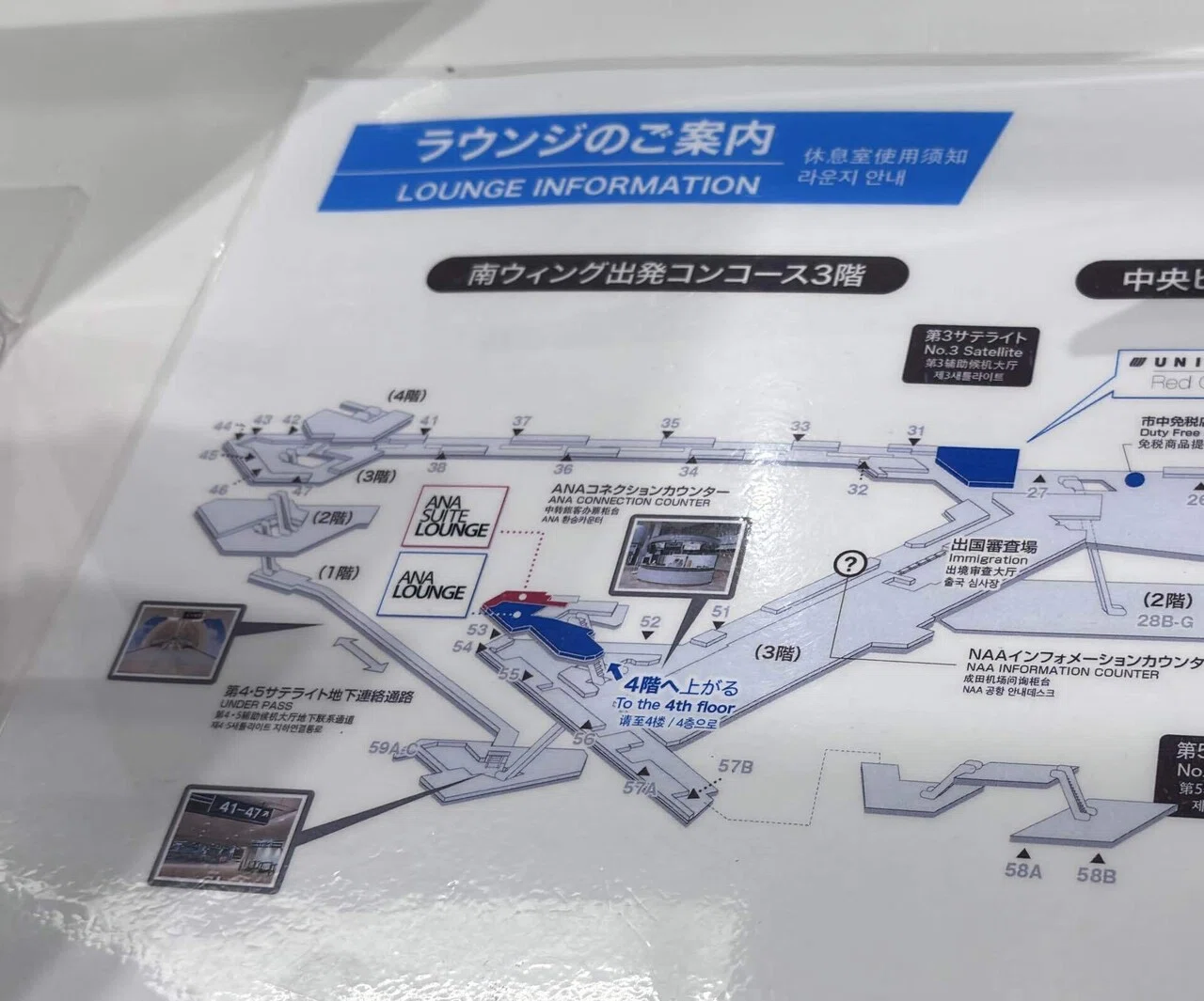 ANAスタッフがチェックイン時に案内してくれる館内マップ