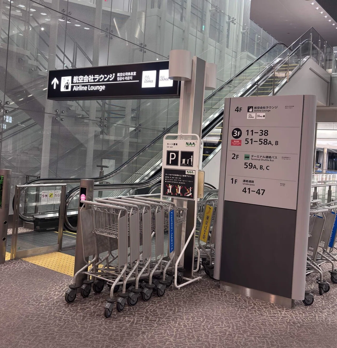 搭乗口52番付近のエスカレーター