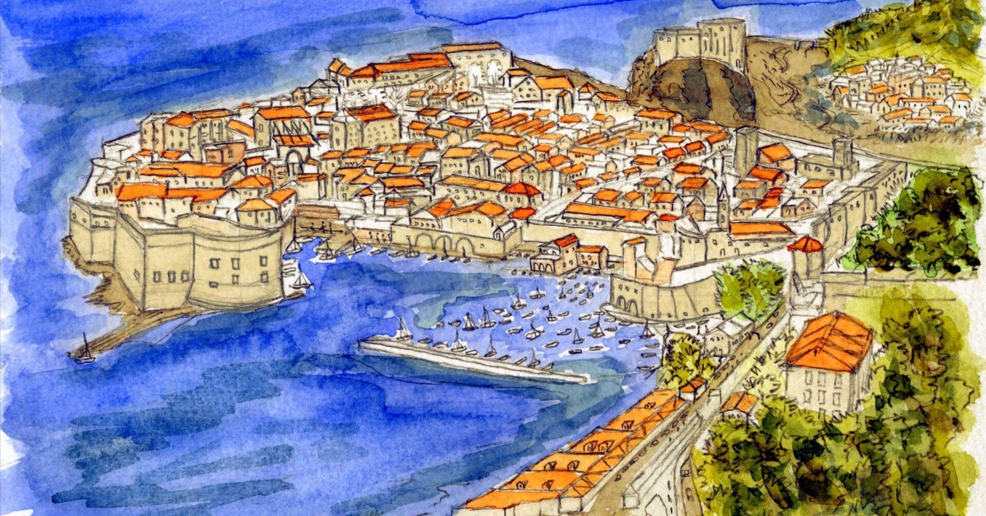 水彩画集 海外（パリ・パース・ドブロヴニク）｜minatororo