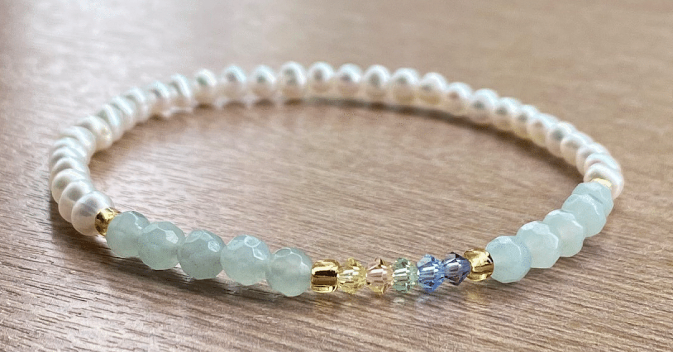 Beaded bracelet-81 アマゾナイト パール クリスタル｜KARIN'S WORLD