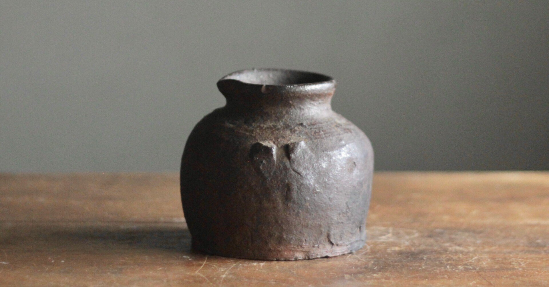 骨董　花瓶　越前お歯黒壺 骨董 花瓶 越前お歯黒壺